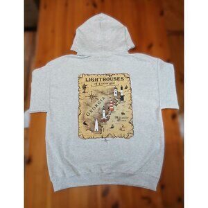 Savannah Georgia Lighthouse Pullover Hoodie Jacket Heather Grey Pocket Large